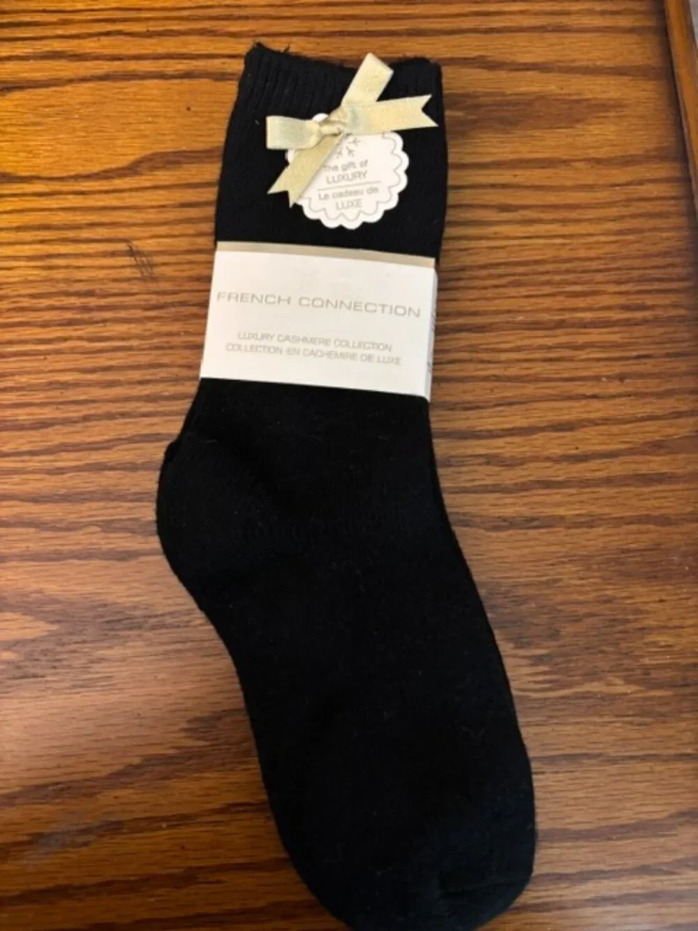 French Connection Luxury Cashmere Collection 2 Pr. Black Cashmere Blend Socks